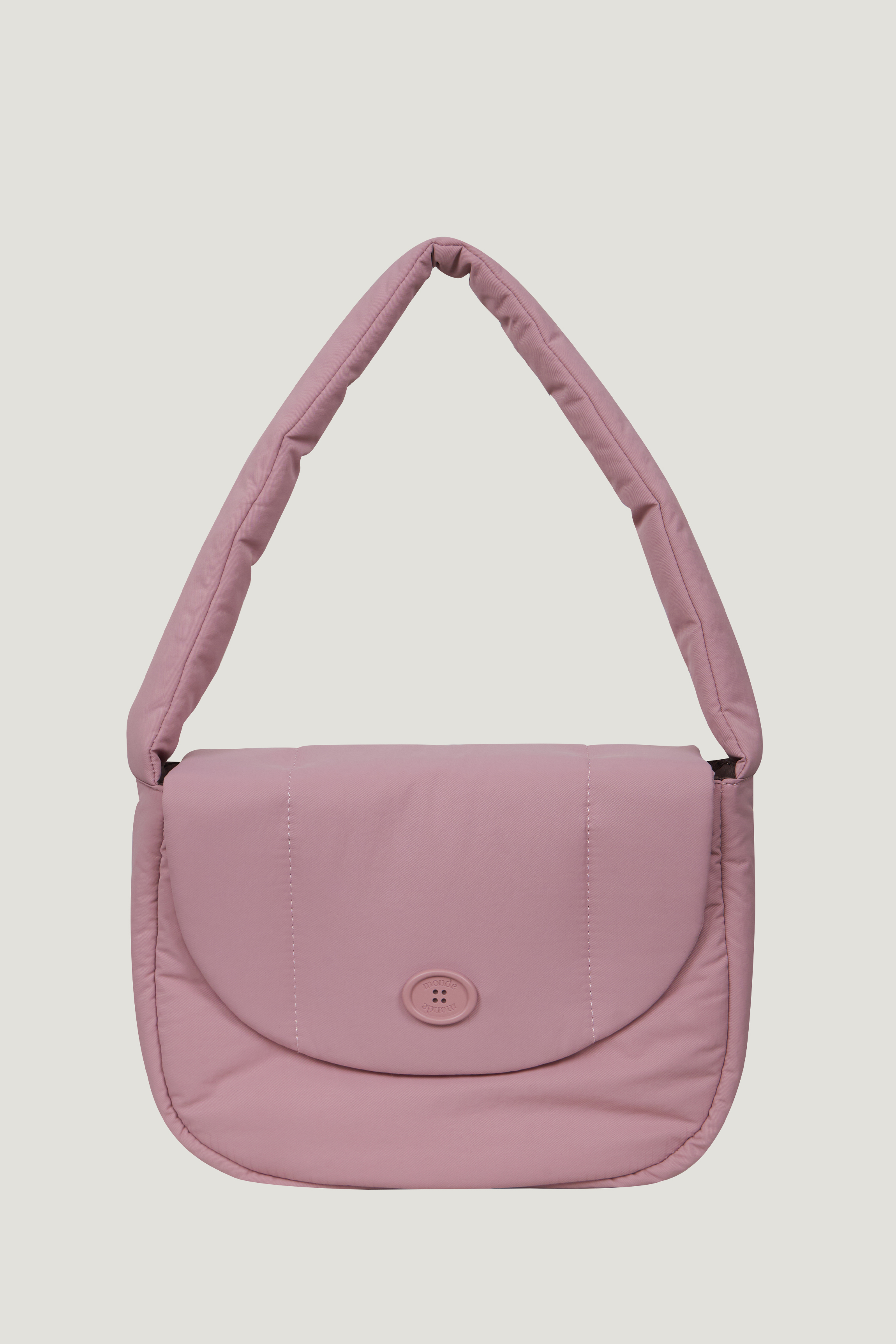 classic button padding shoulder bag pink